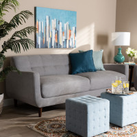 Baxton Studio J1453-Light Grey-SF Allister Mid-Century Modern Light Grey Fabric Upholstered Sofa